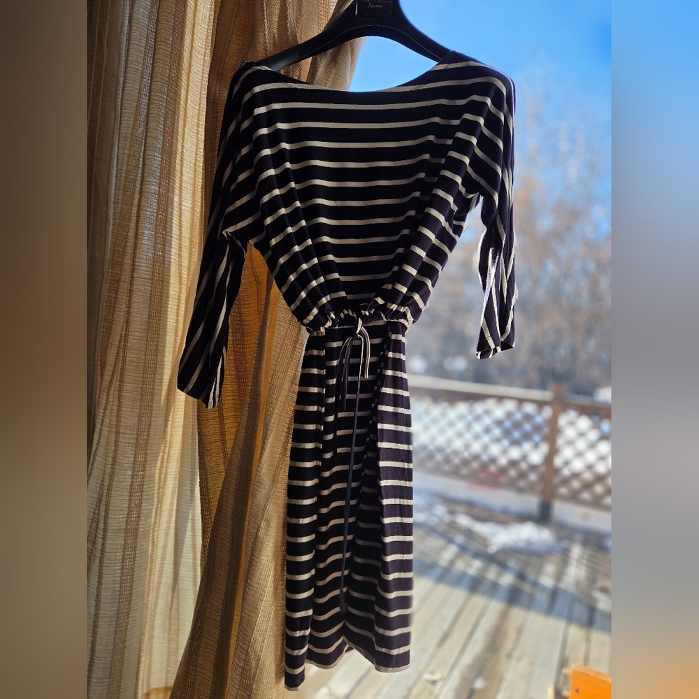 H&M Maternity Dress Navy & White Layered Midi
